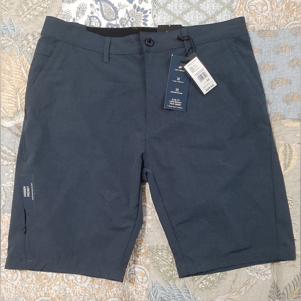 NWT Kenneth Cole Slim Fit Lightweight Tech Short Sz 33